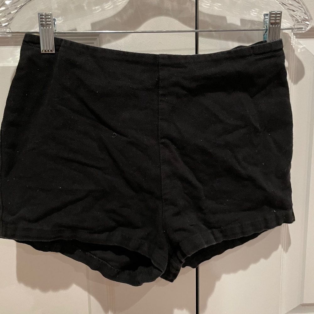 Black corduroy high waisted shorts with zipper
